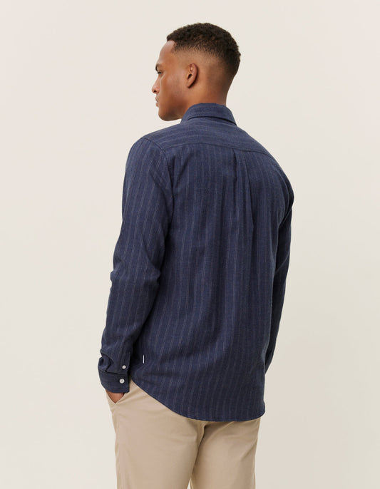 Les deux desert reg stripe shirt dark navy ivory