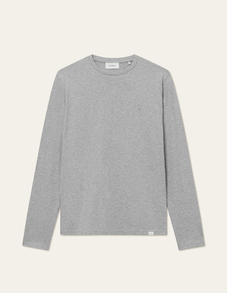 Les deux norregaard long sleeve t-shirt tonal grey melange