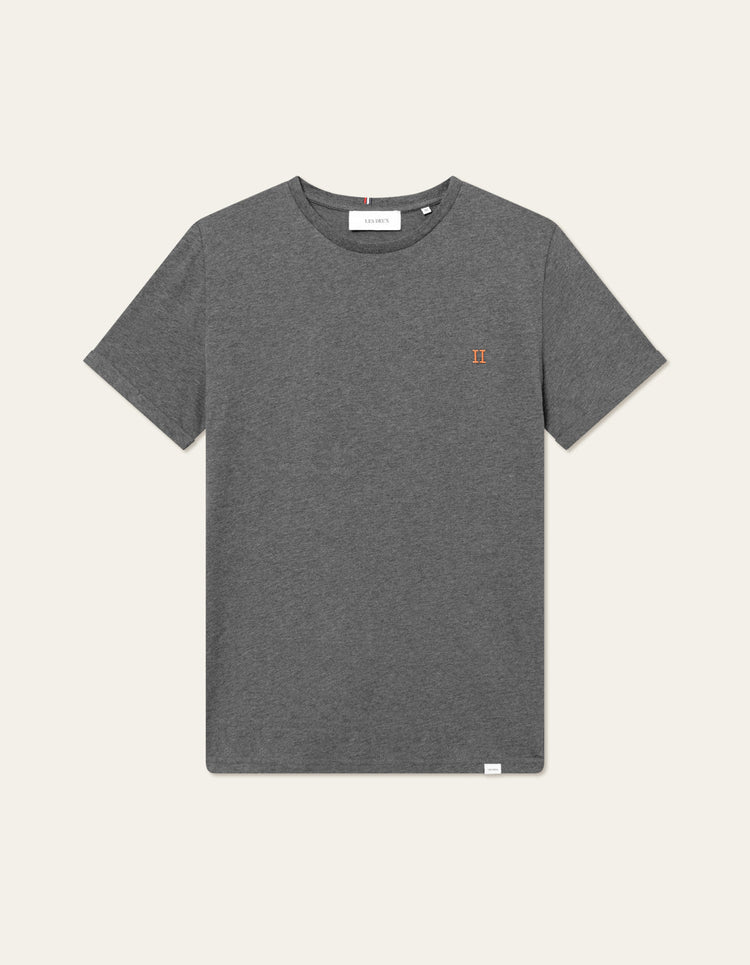 Les deux norregaard t-shirt charcoal melange orange