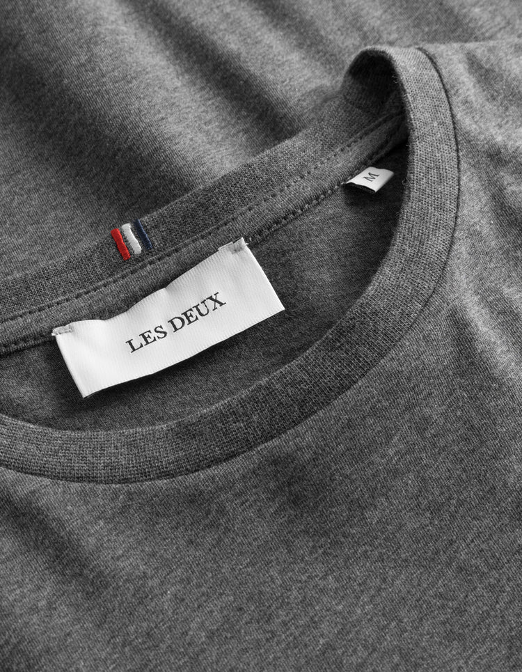 Les deux norregaard t-shirt charcoal melange orange