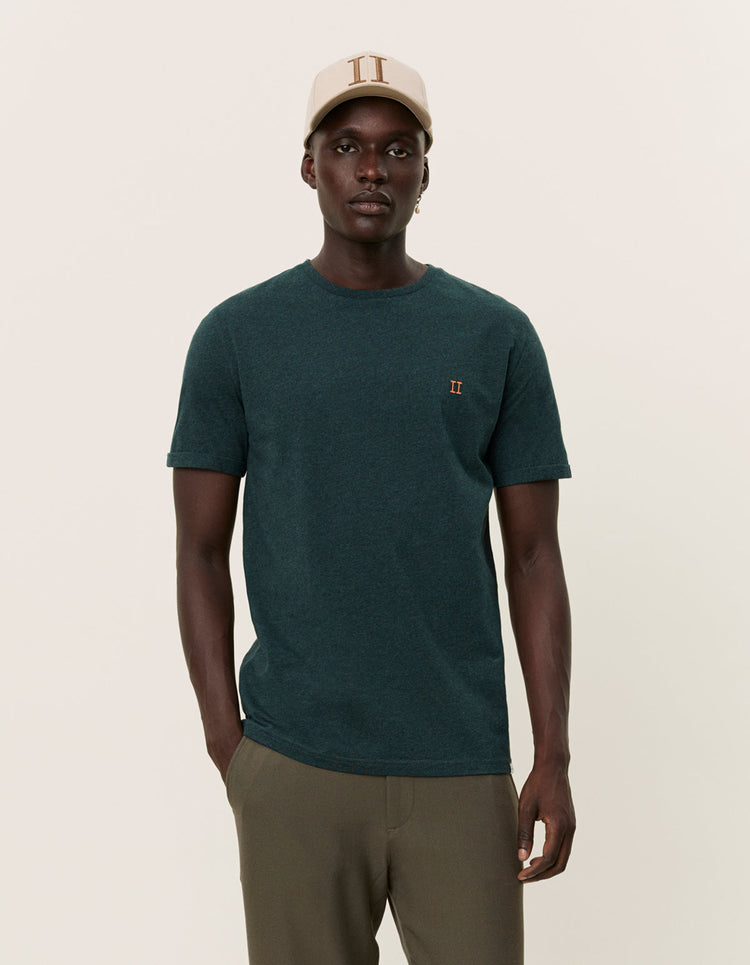 Les deux norregaard t-shirt pine green melange orange