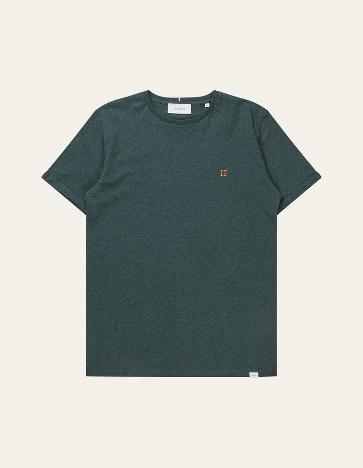 Les deux norregaard t-shirt pine green melange orange