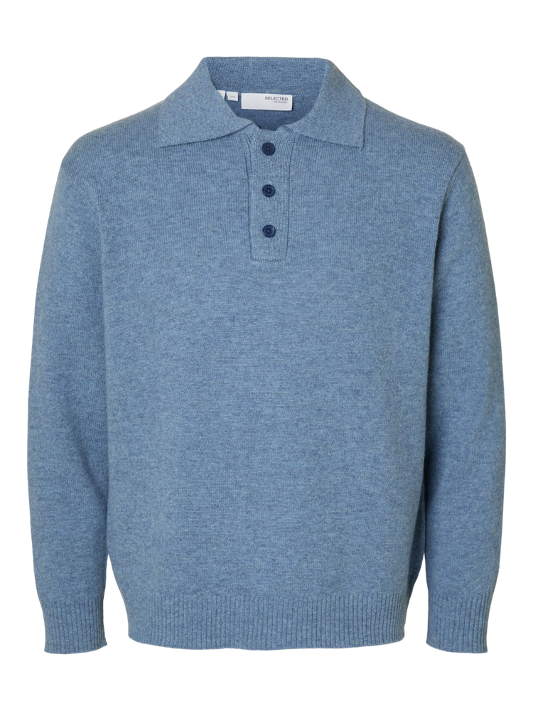 Selectedhomme slhreuben knit relaxed polo oceana melange