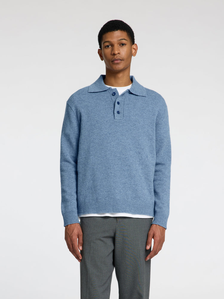 Selectedhomme slhreuben knit relaxed polo oceana melange