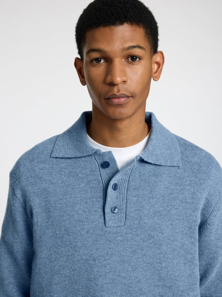 Selectedhomme slhreuben knit relaxed polo oceana melange