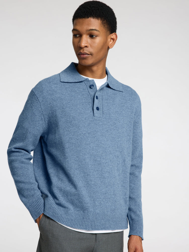 Selectedhomme slhreuben knit relaxed polo oceana melange