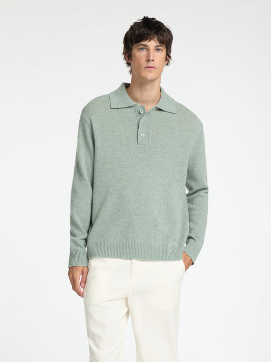 Selectedhomme slhreuben knit relaxed polo iceberg green melange