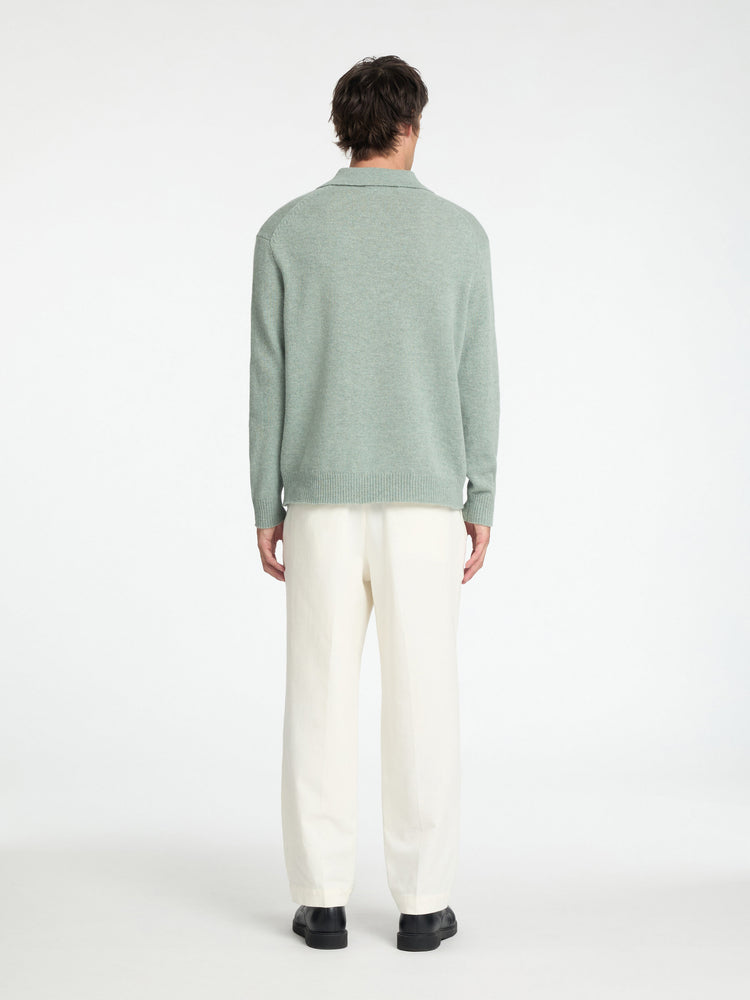 Selectedhomme slhreuben knit relaxed polo iceberg green melange