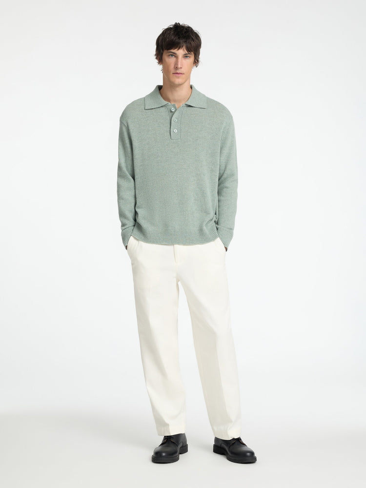 Selectedhomme slhreuben knit relaxed polo iceberg green melange