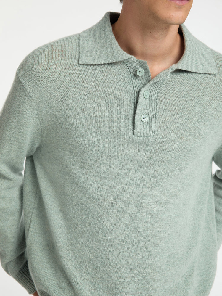 Selectedhomme slhreuben knit relaxed polo iceberg green melange