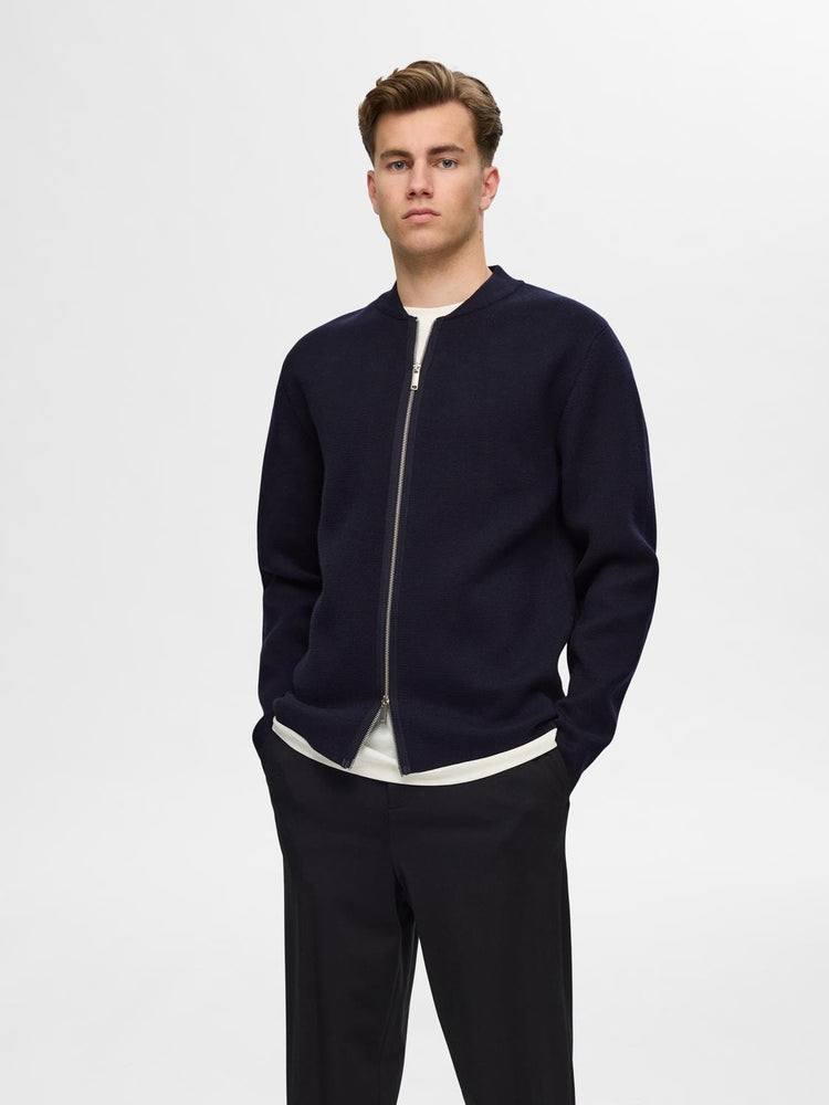 Selectedhomme mike knit baseball zip cardigan sky captain