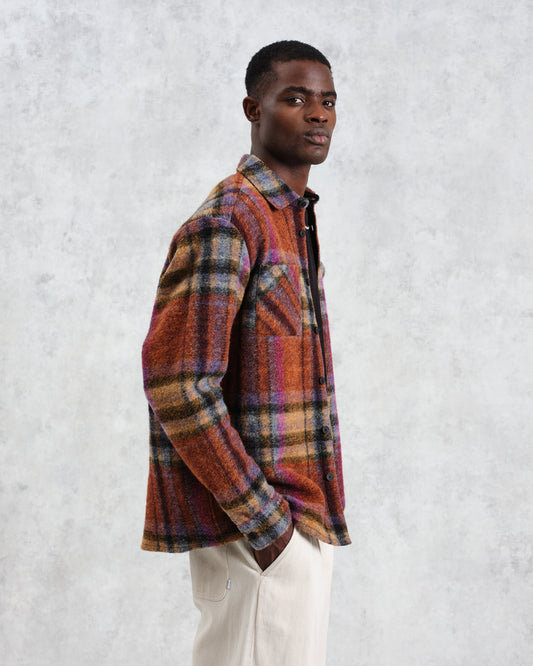 Wax london whiting overshirt wool blend check