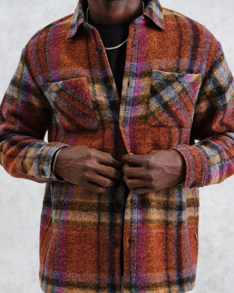 Wax london whiting overshirt wool blend check