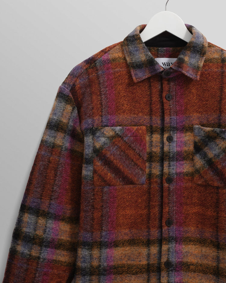 Wax london whiting overshirt wool blend check