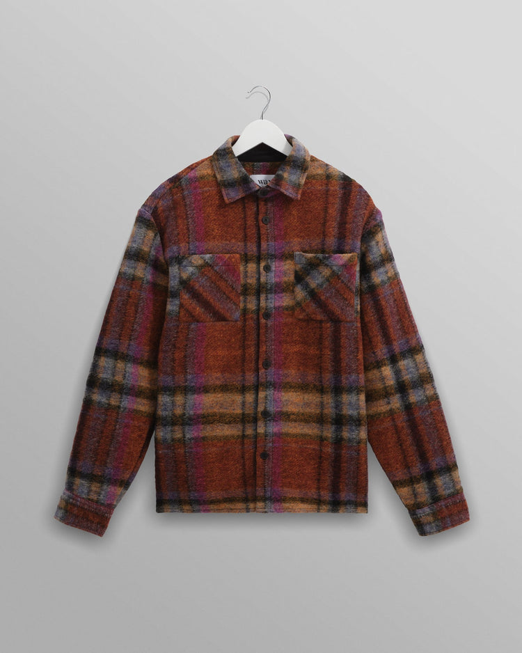 Wax london whiting overshirt wool blend check